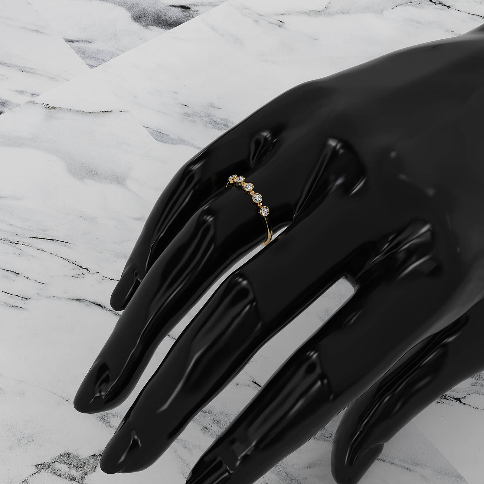 Minimalist Round Cut Lab Diamond Bar Set Anniversary Ring 0.15ctw.